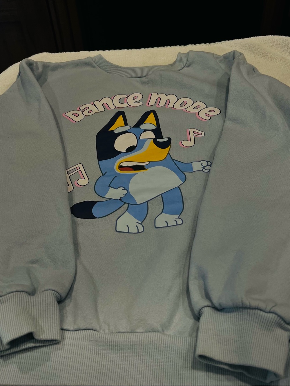 Lucy Light Blue 'Dance Mode' Graphic Dog Sweatshirt